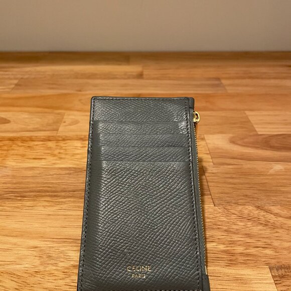 CELINE Zipped Compact Card Holder in Essentials in Grained Calfskin - Picture 3 of 6